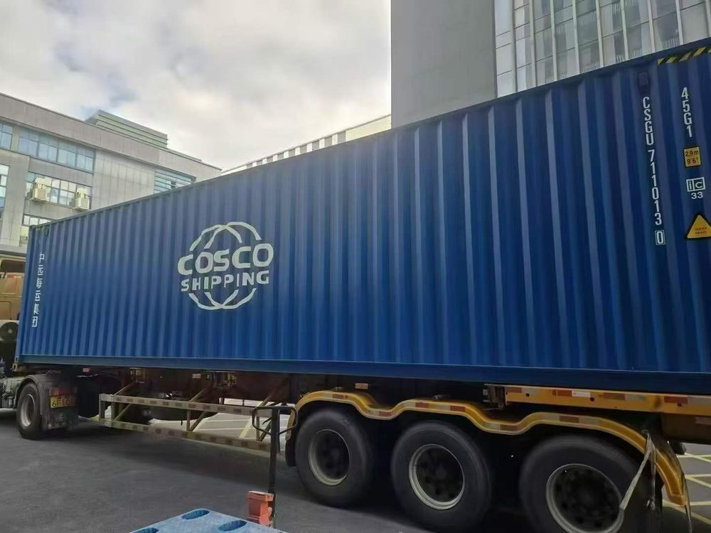 40 ft container at the warehouse ready for loading