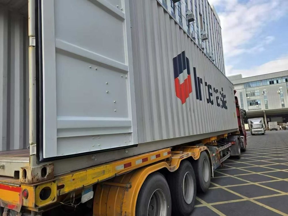 Container doors open for loading